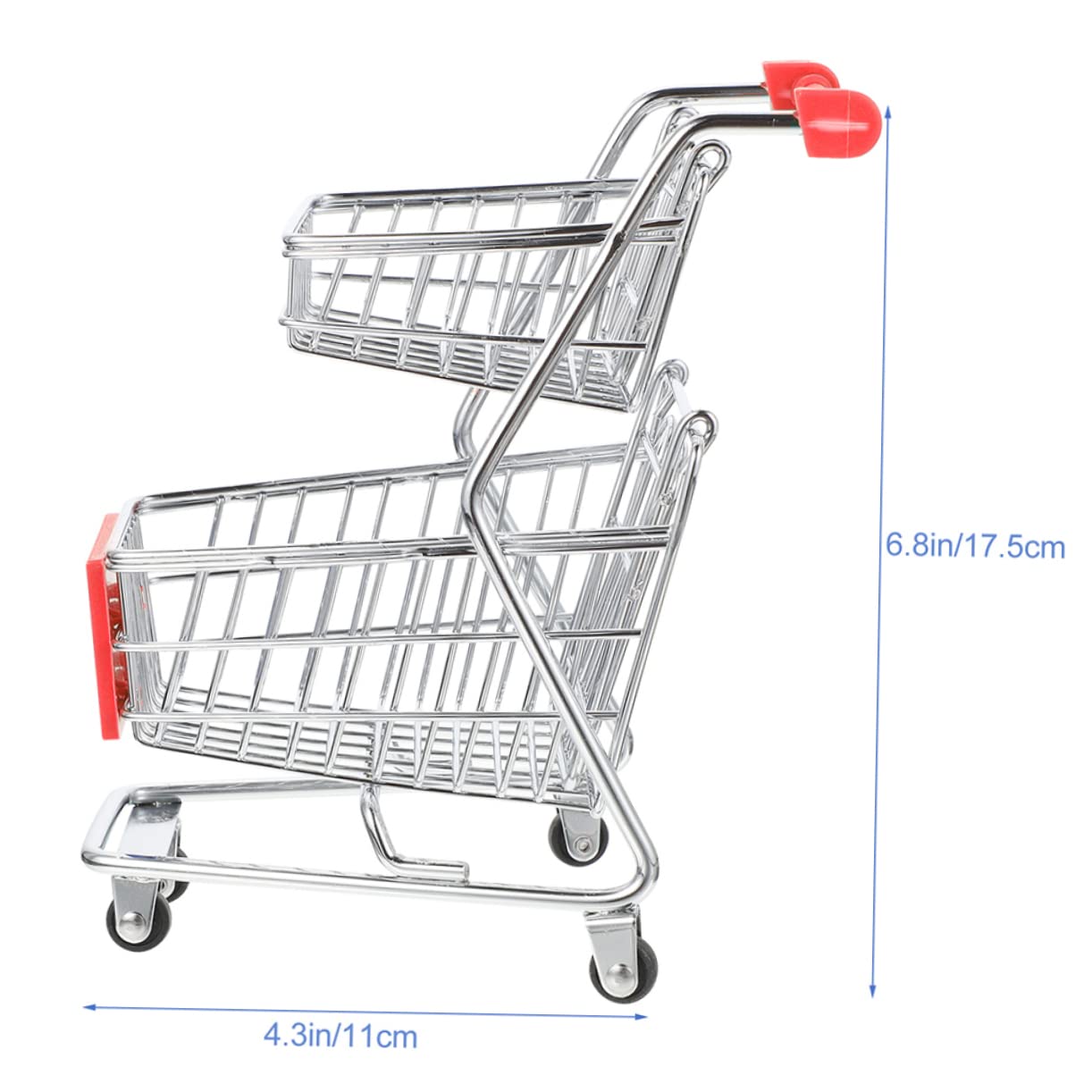 Gogogmee 2Pcs Mini Shopping Cart Cute Two Tier Desktop Trolley for Home Decoration Storage Handcart for Office Study Living and Bedroom Organization
