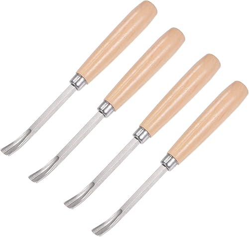 uxcell Cuchillo para tallar cinceles de madera, 0.394 in cromado 45 # acero al carbono curvada punta media redonda herramienta de mano para