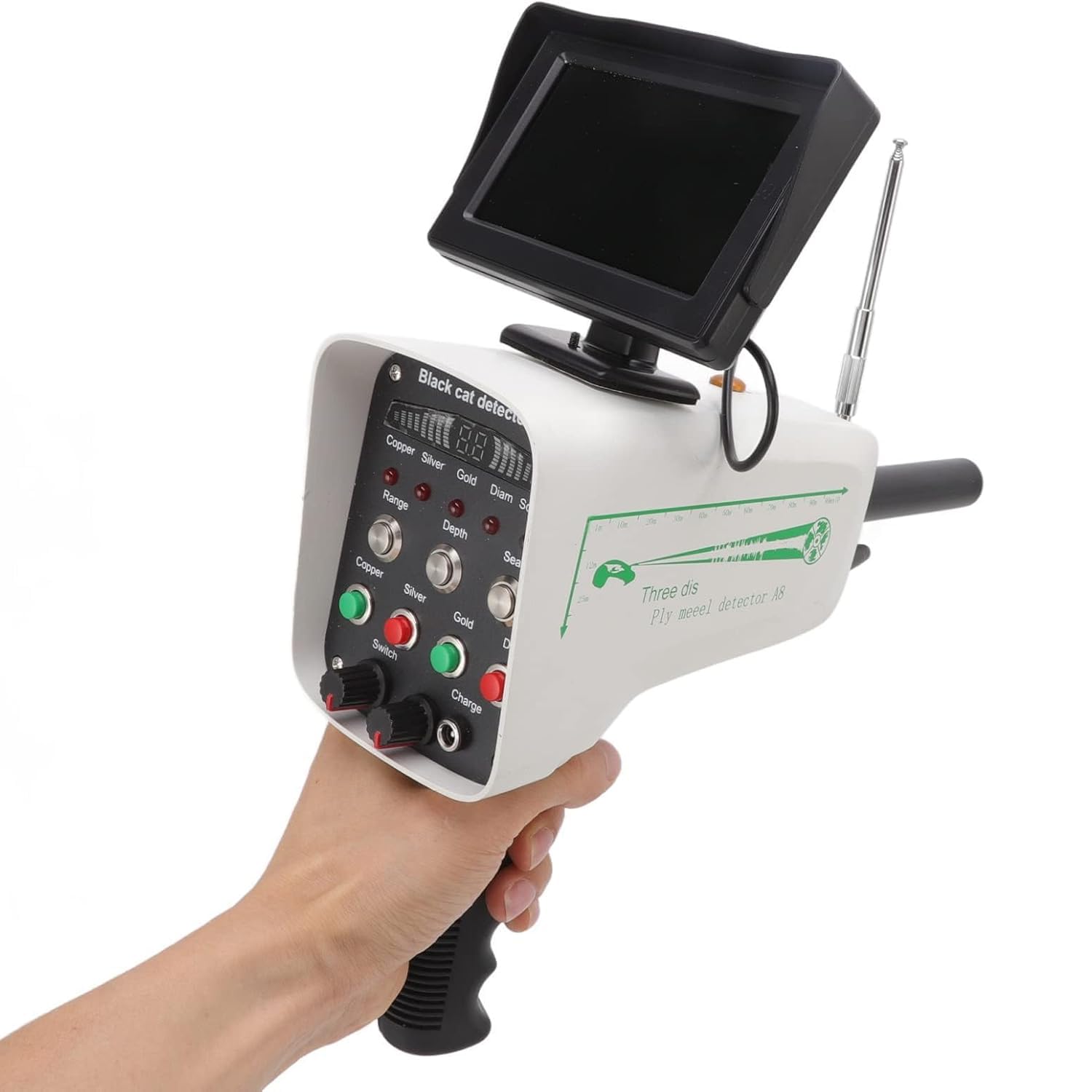 Detector de Metales Profesional de Largo Alcance y Gran Profundidad, identifica Tipos de Metales para la búsqueda de Tesoros y la Seguridad.
