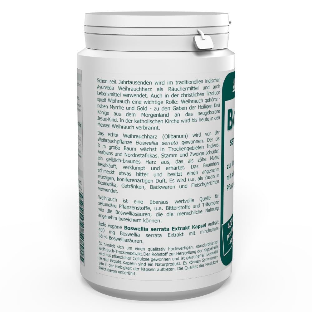 Boswellia serrata Weihrauch 400 mg Extrakt vegan Kapseln 200 Stk.