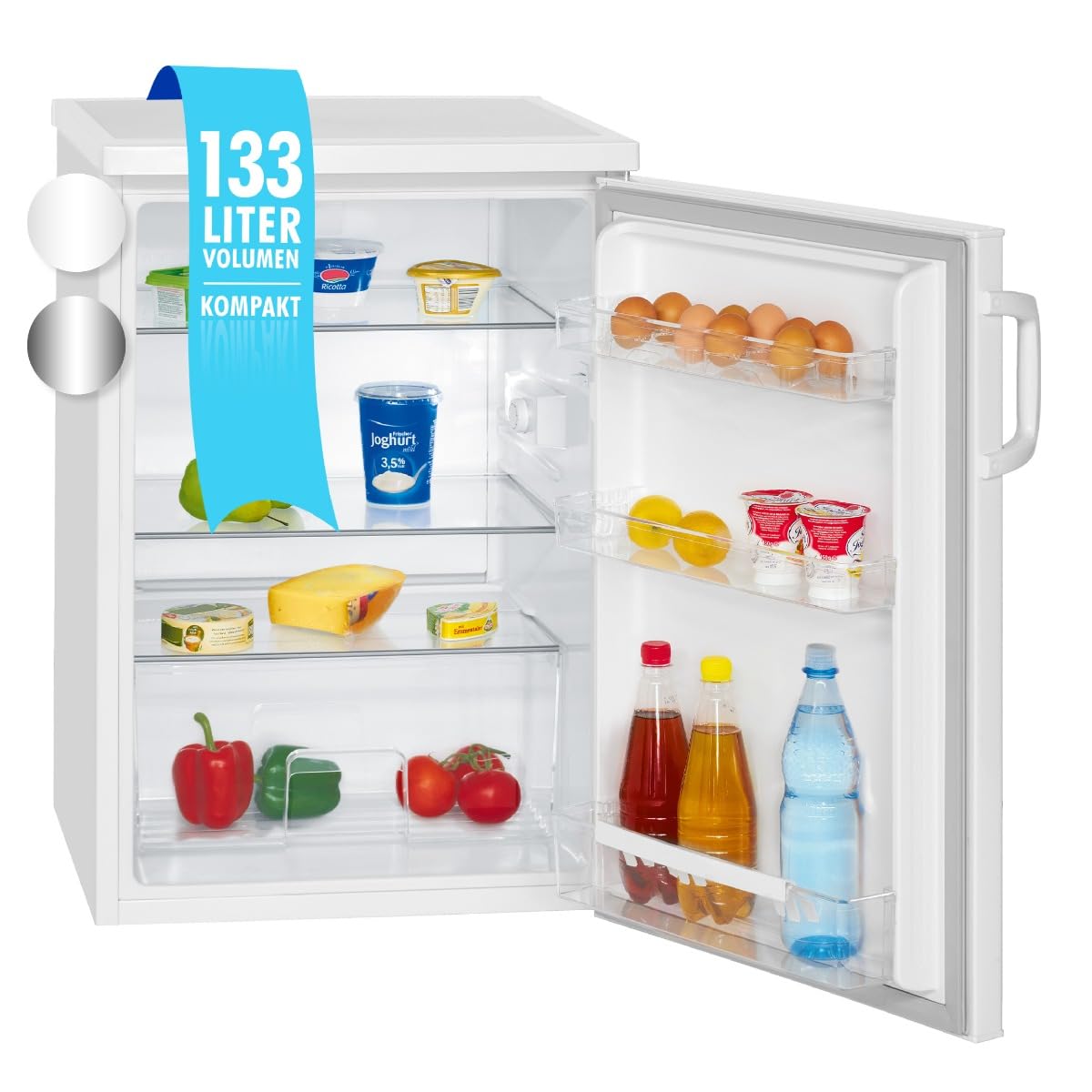 Bomann Kühlschrank ohne Gefrierfach 133L 85cm Energieklasse D leise 39dB Türanschlag wechselbar weiß VS 2195.1