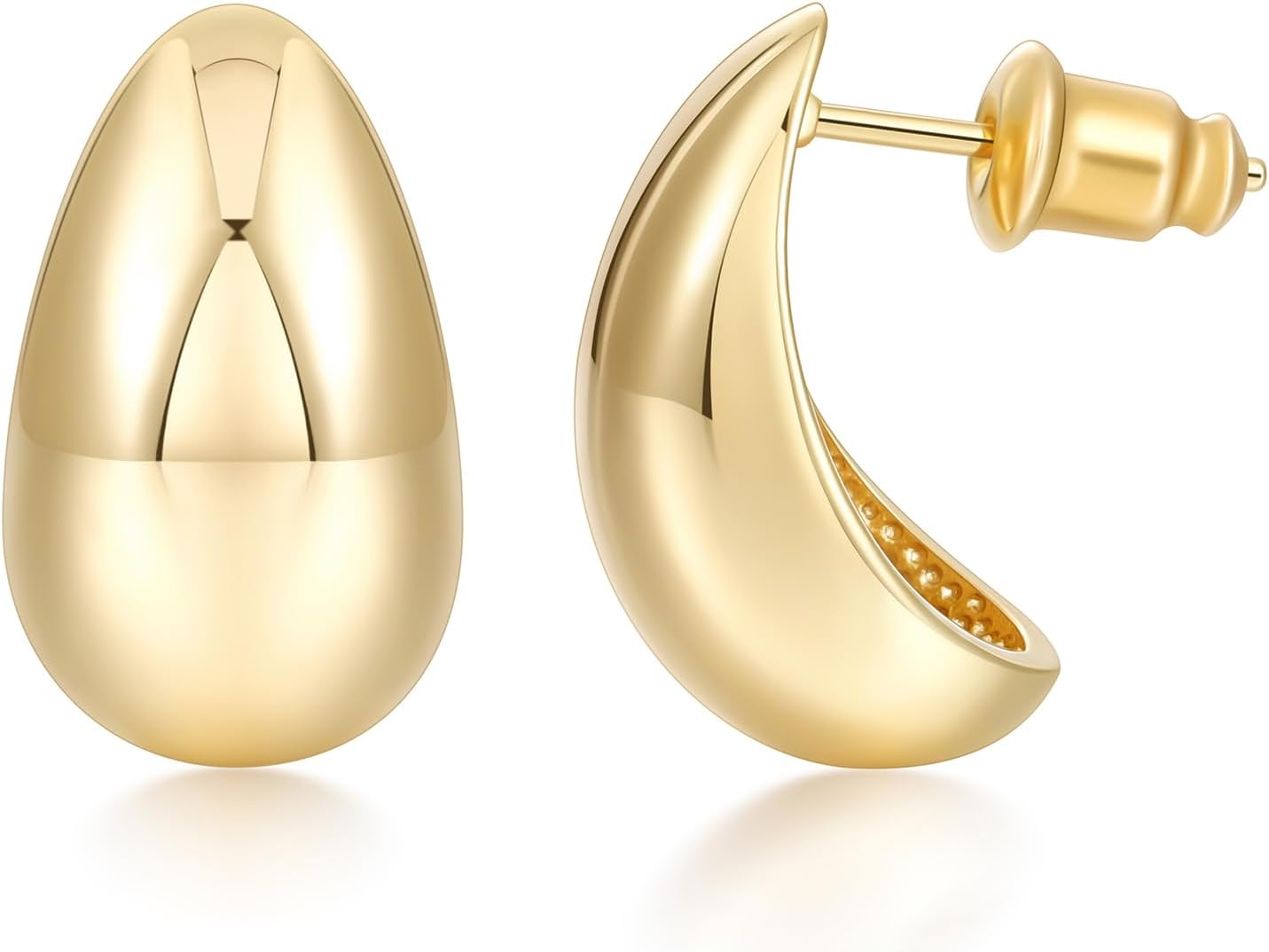 SHINYSO 14K Gold Plated Teardrop Hoop Earrings for Women Chunky Trendy Cubic Zirconia 925 Sterling Silver Post Hypoallergenic Earring