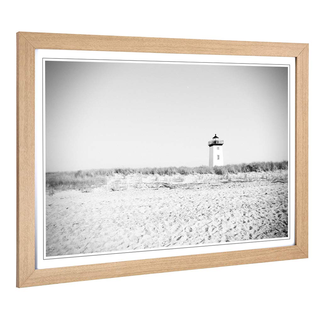 Big Box Art Framed Print of Architecture Beach and Lighthouse Design | Wall Art Picture | Home Decor for Kitchen, Living Room, Bedroom, Hallway, Oak, A2 / 24.5x18 Inch / 62x45cm