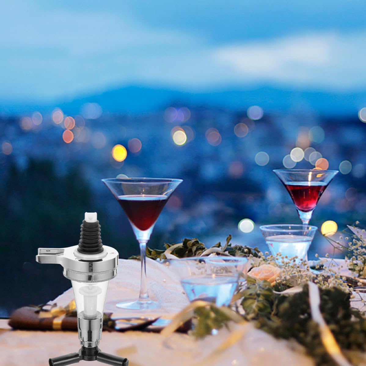 Veemoon 3 Piezas Dispensador de Licor Colgante para Botella de Vino Boquilla de Acero Inoxidable y Silicona, Fácil de Usar y Limpiar, Adecuado para Fiestas y Eventos Sociales