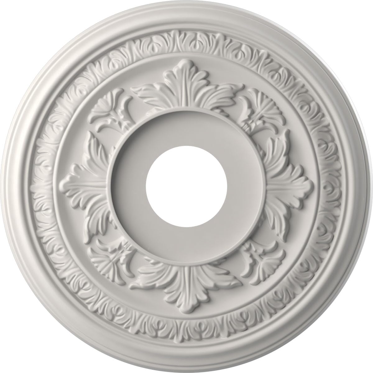 Ekena Millwork CMP16BAGBW Baltimore Thermoformed PVC Ceiling Medallion (Fits Canopies up to 6 1/2"), 16"OD x 3 1/2"ID x 1"P, UltraCover Satin Blossom White