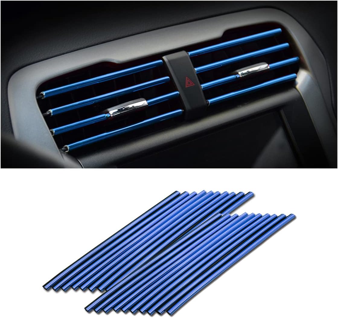 Car Air Conditioner Decoration Strip for Vent Outlet, 20 Pieces Universal Waterproof Bendable Air Vent Outlet Trim Decoration, Suitable for Most Air Vent Outlet, Car Interior Accessories (Blue)