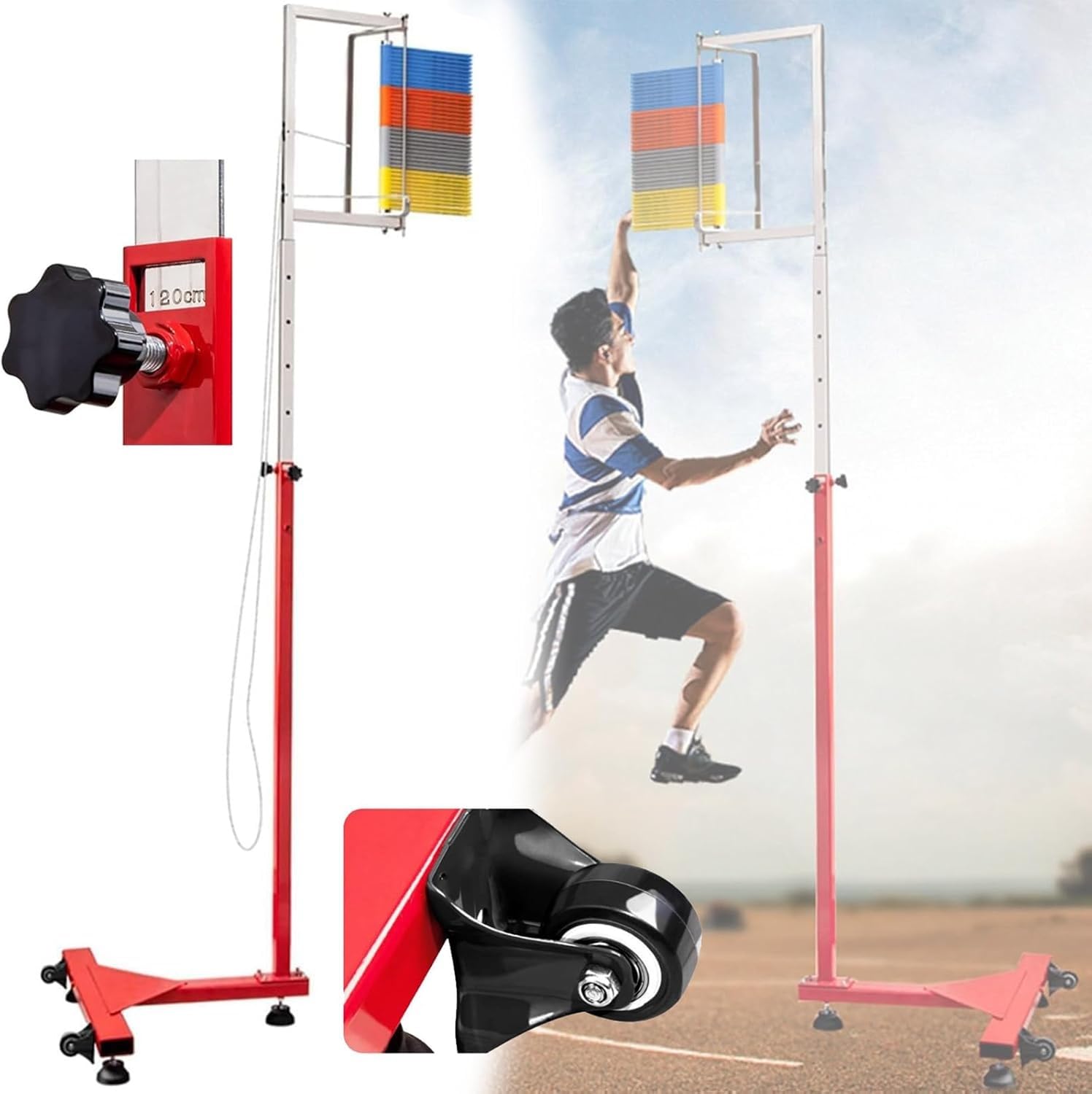 Höhenverstellbarer vertikaler Sprungtester, 1,7 m – 3,6 m, stehend, strapazierfähig, vertikales Sprungmesswerkzeug, Schule, Fitnessstudio, vertikale Sprünge, Trainingsgeräte