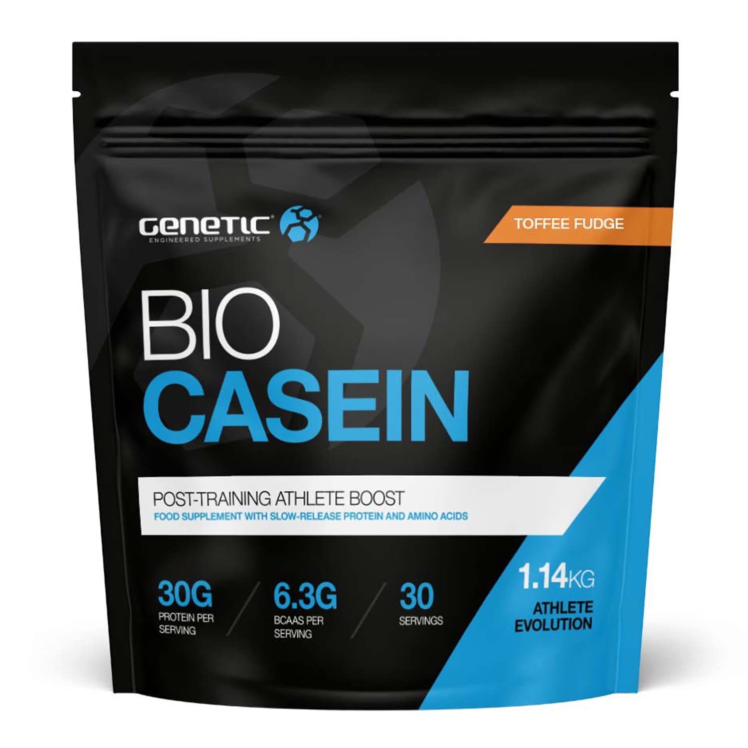 Genetic Supplements Whey Casein Protein – Muscle Building Formula, Whey and Casein Powder, Protein Powder, Toffee Fudge, 30 Servings, 1.14kg Pouch