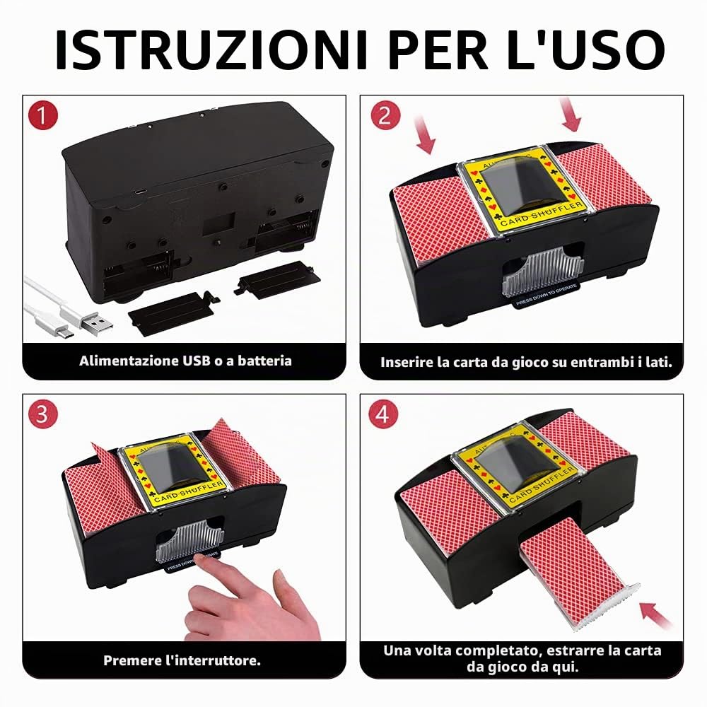 Ni-SHEN Automatyczny Tasownik do Kart USB/Bateria Elektryczna do Pokera Blackjack Phase 10 Skip-Bo