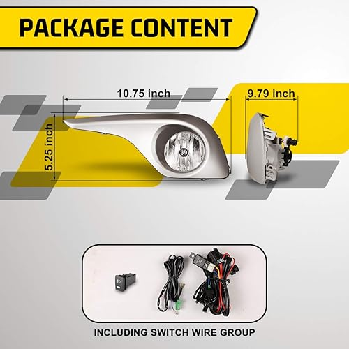 Miniatura 5 de AUTOWIKI Luces antiniebla para Toyota Highlander 2011-2013 (no compatible con modelos híbridos) Asamblea de luz antiniebla 2 unids OEM reemplazo