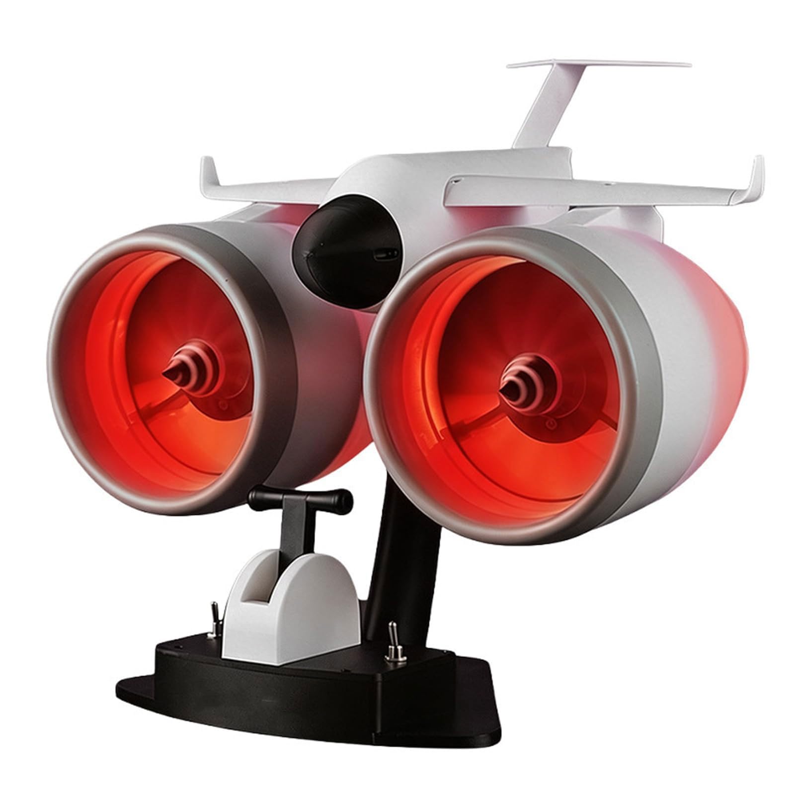 Zestaw modeli turbofanów z podwójnym silnikiem odrzutowym, wentylatorem | Wentylator stacjonarny silnikiem turbo samolotu, oświetlenie otoczenia LED, wentylator nawilżający i chłodzący(Red)