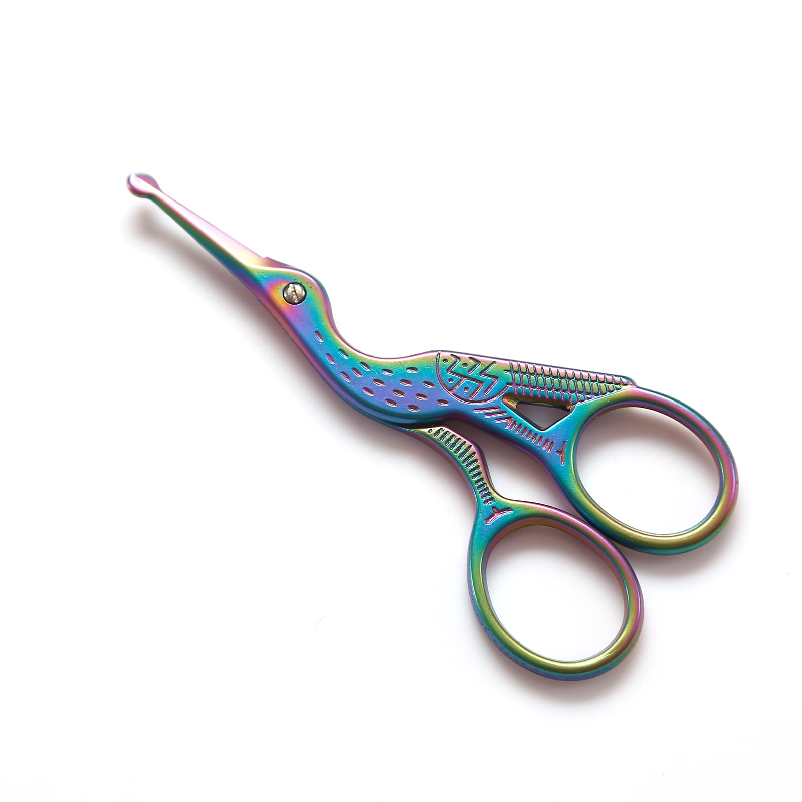 Forbici per capelli da naso con punta arrotondata, forbici per capelli per sopracciglia, peli del viso, baffi, ciglia, barba (arcobaleno)
