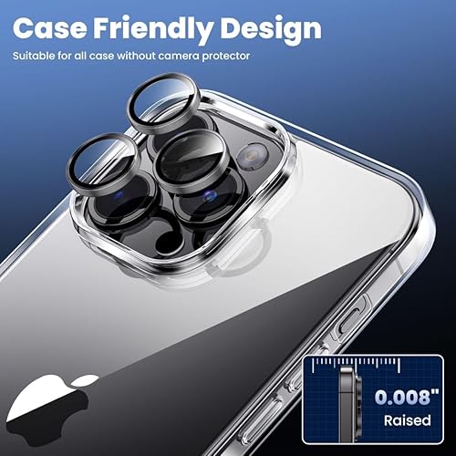 Miniatura 6 de Hoerrye Protector de lente de cámara para iPhone 15 Pro y iPhone 15 Pro Max 3+1 unidad Protector de pantalla de vidrio Ultra-HD compatible con