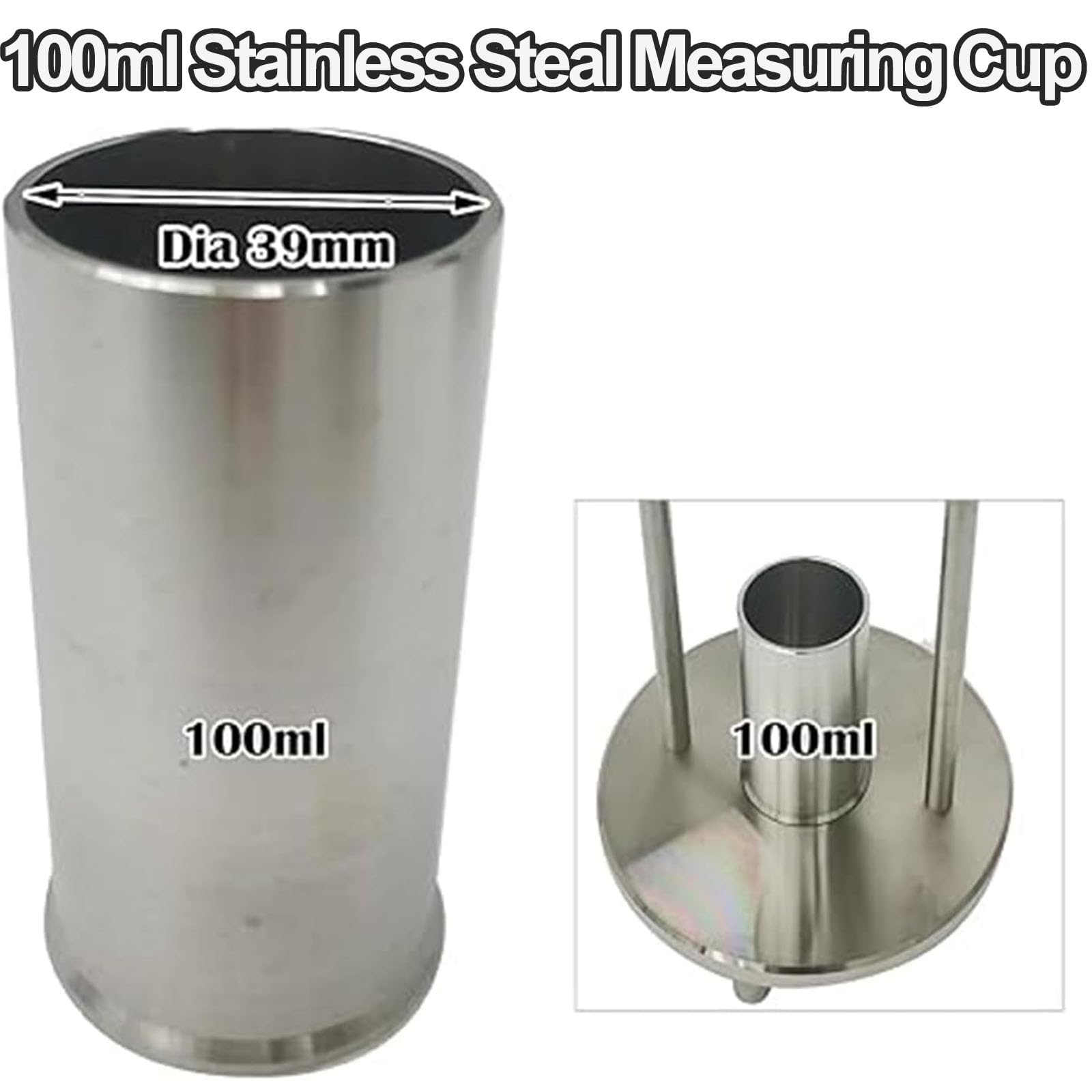This Stainless Steel Powder Volumeter with 100ml Cup, Bulk Density Tester for Paint and Chemical Industries, 12.7mm Funnel Aperture, 60° Taper