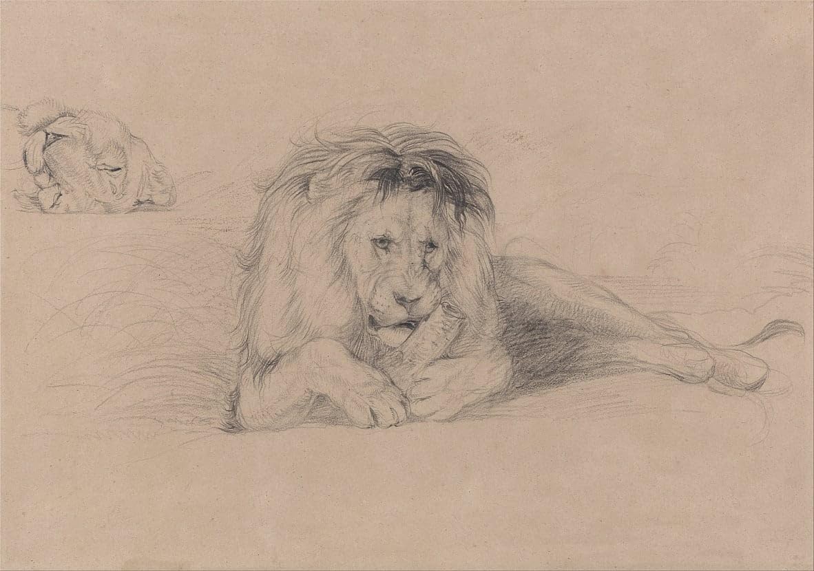 Toile lion John Frederick Lewis déco murale chambre - 4