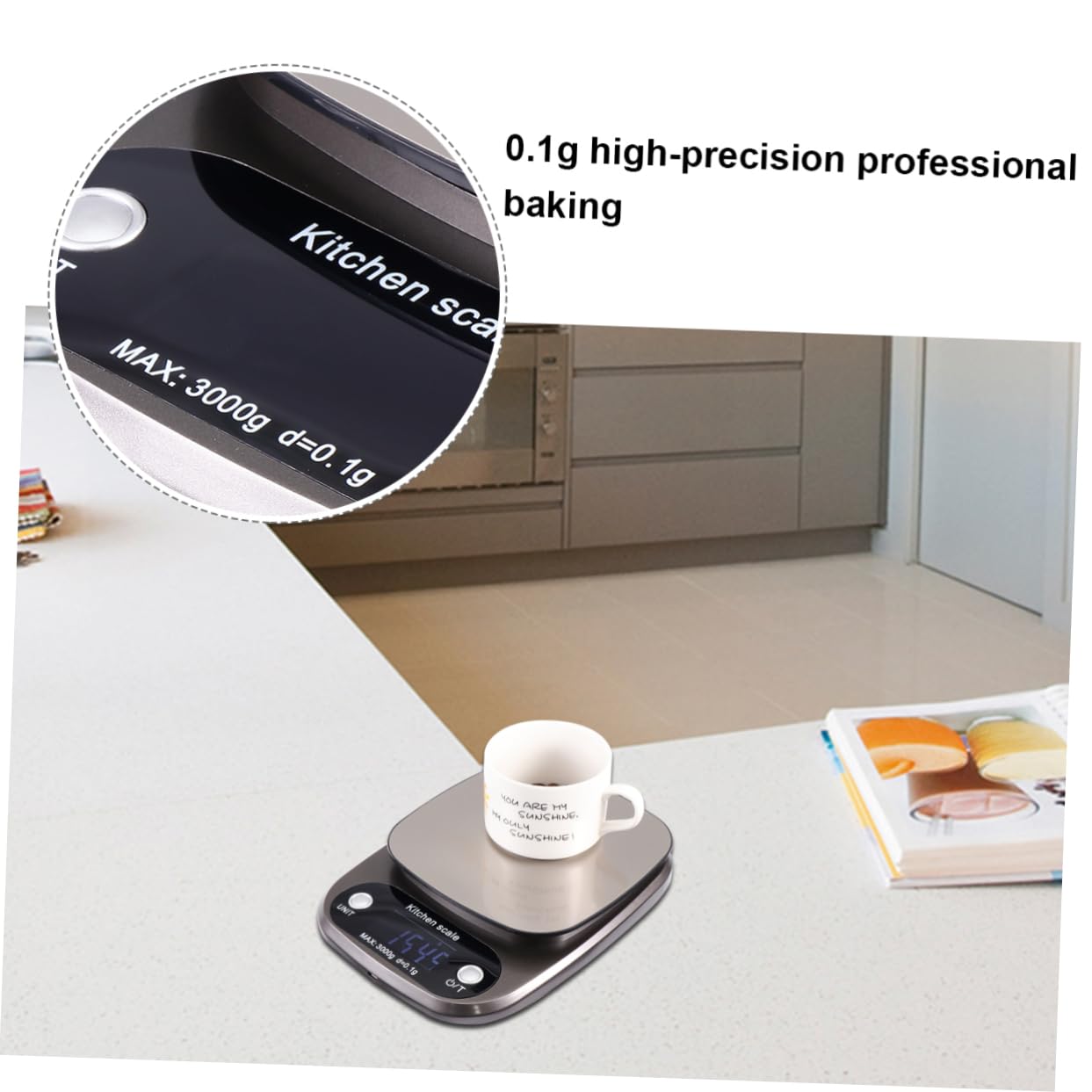 ABOOFAN Digitale Küchenwaage aus Edelstahl 3kg/0,1g Präzise Lcd Anzeige Wiederaufladbar Tragbar für Küchen und Schmuckgebrauch