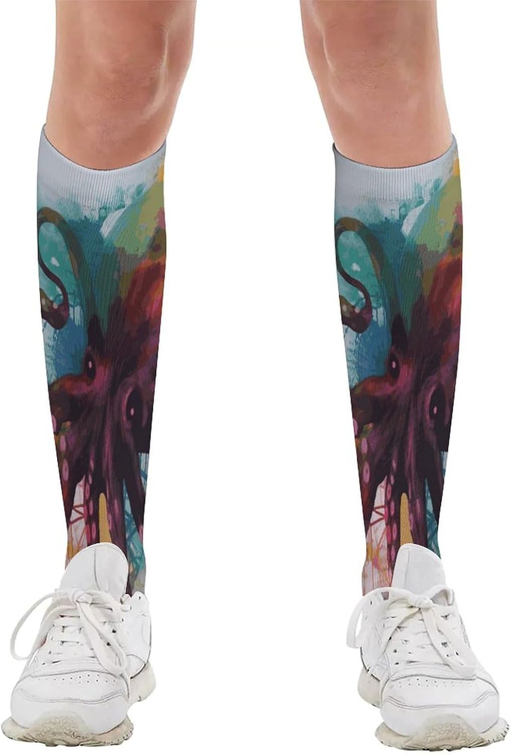 Abstract Colorful Octopus Crew Socks Calf Socks Athletic Crew Sock
