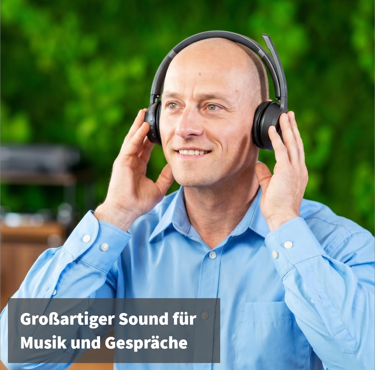 GEQUDIO Bluetooth Headset mit Mikrofon & Ladestation, GB2+, 500h Standby | Noise Cancelling · Multipoint · kabellos · für PC, Mac & Laptop · Home Office & Business · inkl. Ladeschale