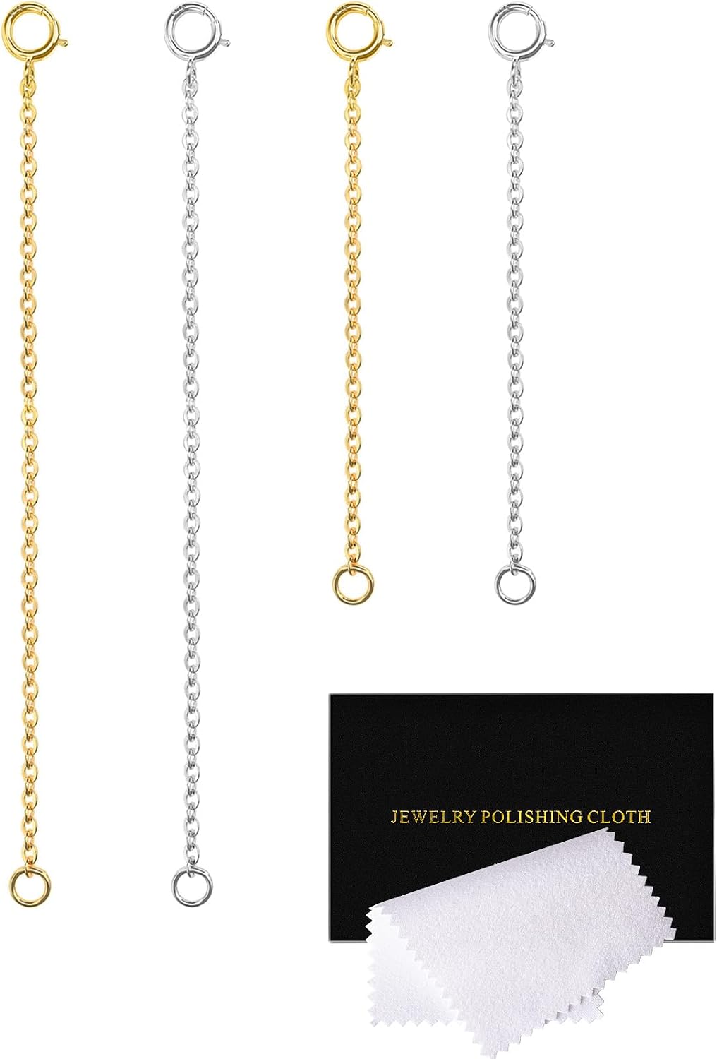 Necklace Extenders for Women, 925 Sterling Silver Necklace Extenders Gold and Silver Chain Bracelet Anklet Jewelry Extension for Necklaces, 4 Piece Set (2, 3 Inches)