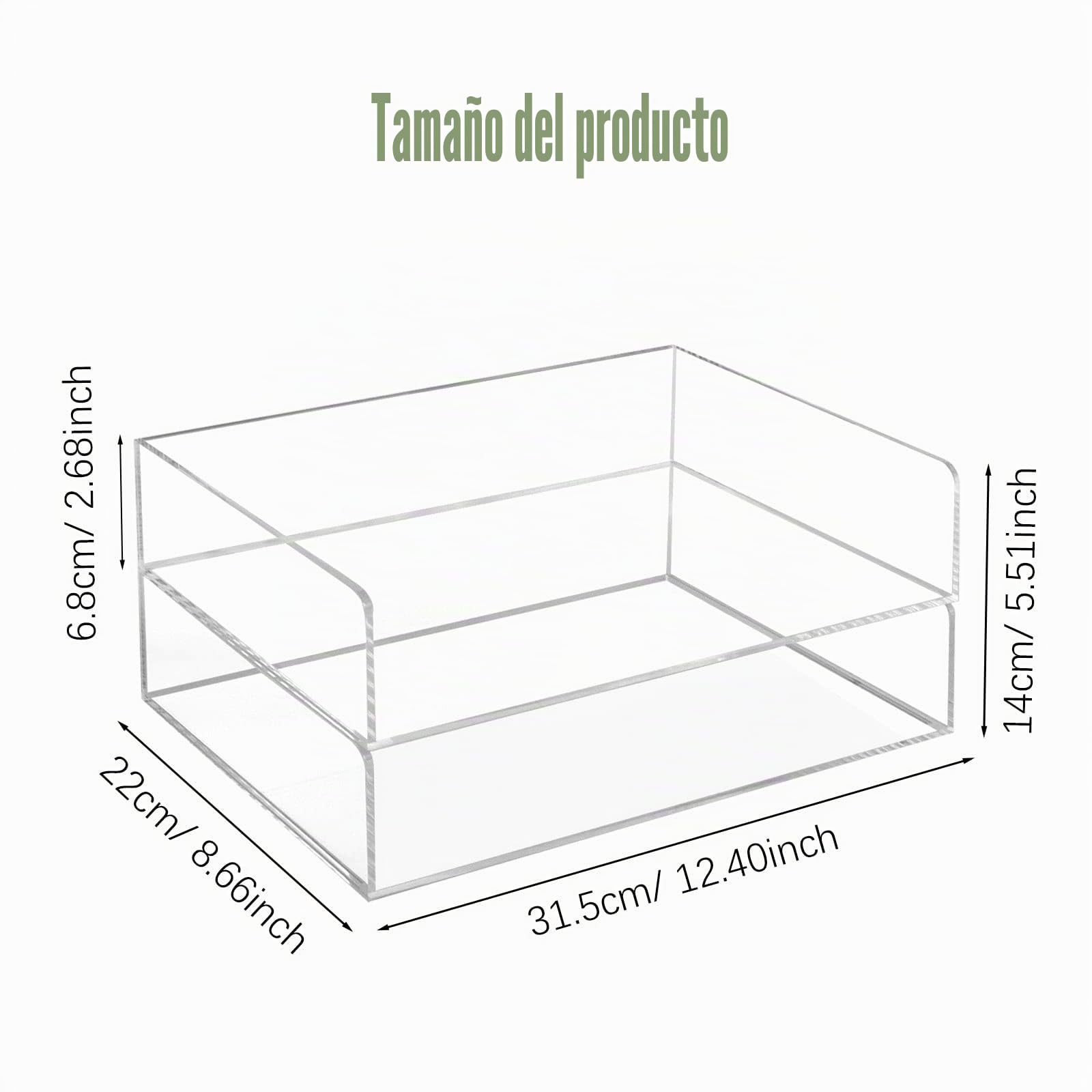 Organizador de Escritorio de acrílico Transparente, Bandeja organizadora de Papel de 2 Niveles, apilable, Bandeja de Archivos para aulas, Suministros de Espacio de Trabajo, Accesorios para Documentos