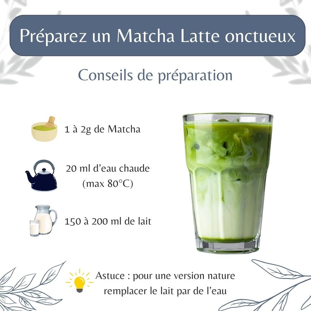 Matcha Bio Japonais - Poudre de Thé Vert Broyé en Vrac - Thé Traditionnel pour Dégustation Haute Qualité - 100% Naturel - Agriculture Biologique - Sachet 100 gr (50 Tasses)