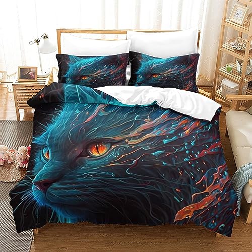 RAWARS Juego de funda de edredón de 3 piezas con estampado de gato persa maravilloso, juego de edredón para dormitorio, cama infantil, calidad de hotel de lujo, con fundas de almohada, tamaño King