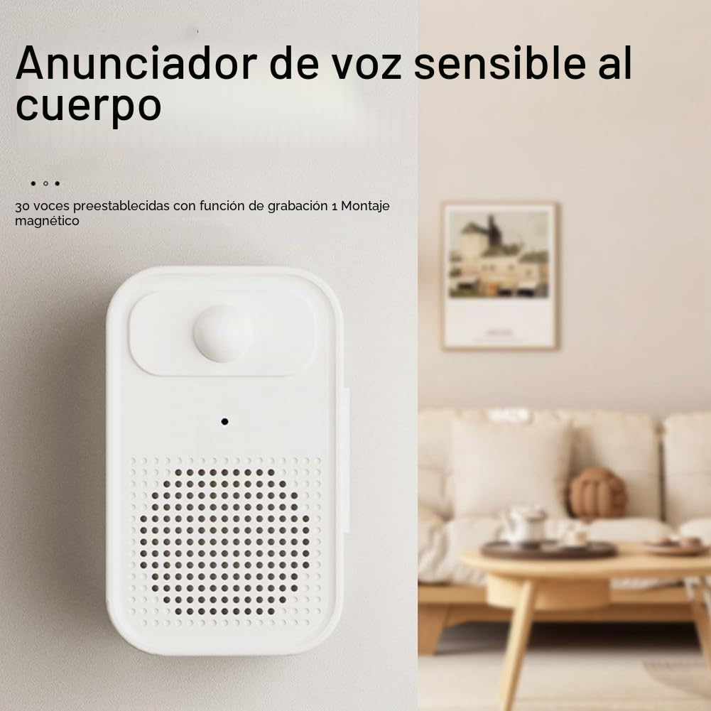 Sensor de puerta para tienda Welcomer, aviso de voz, alerta de entrada magnética con volumen ajustable, grabación de audio personalizada para el hogar, tienda, instalaciones sanitarias, negro y blanco