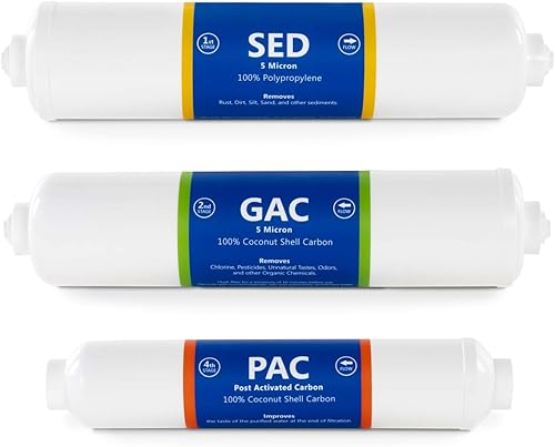 Express Water Juego de filtros de repuesto para sistema de ósmosis inversa para encimera - 3 filtros en línea - Cartuchos de conexión rápida de 14"