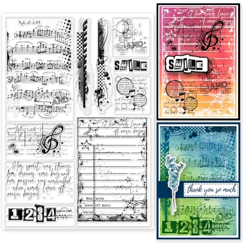 GLOBLELAND Vintage Rahmen Silikonstempel Musiknote