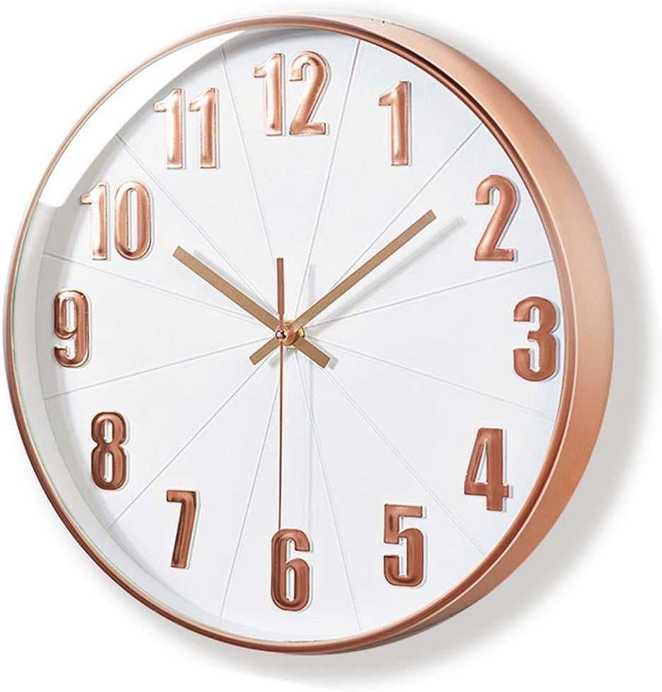 Foxtop Modern Wall Clock 30 cm Silent Non-Ticking Quartz Decorative Clock for Living Room Home Office School (Rose Gold)