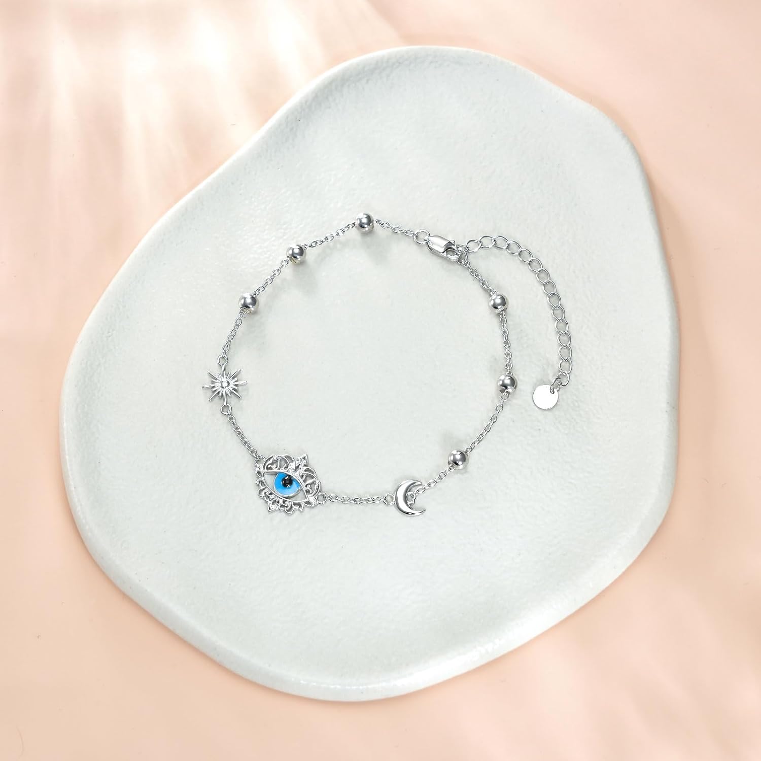 925 Sterling Silver Four Leaf Clover/Ladybug/Evil Eyes/Birthstone/Bee/Butterfly/Sunflower Bracelet Anniversary Christmas Gifts for Women - Image 6