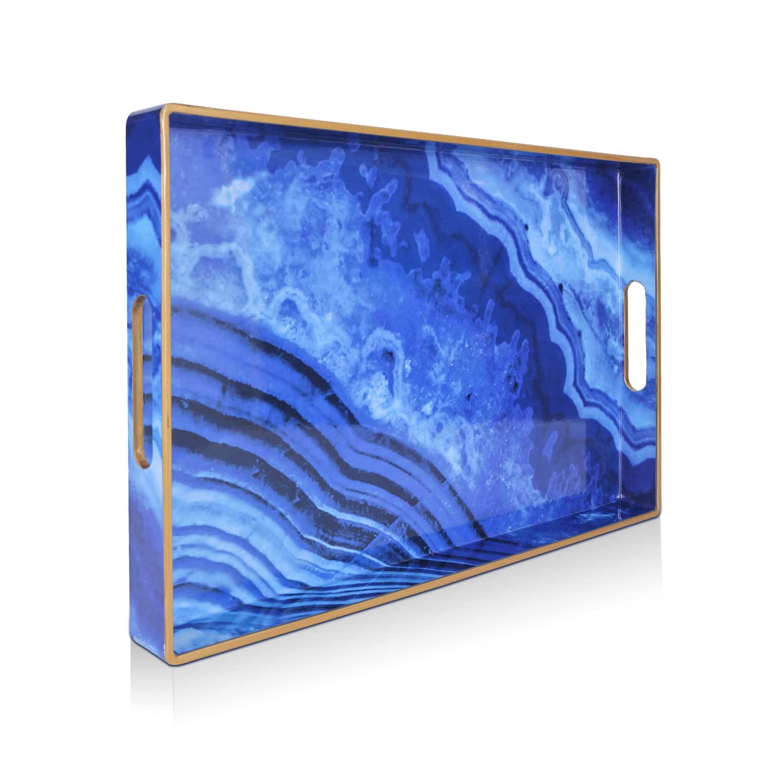 shoxil Serveerdienblad, groot, decoratief dienblad met handvat, ontbijtdienblad voor bed, elegant metalen palet in 3 maten (39 x 27 cm, 46,3 x 32,5 cm, 52 x 37 cm