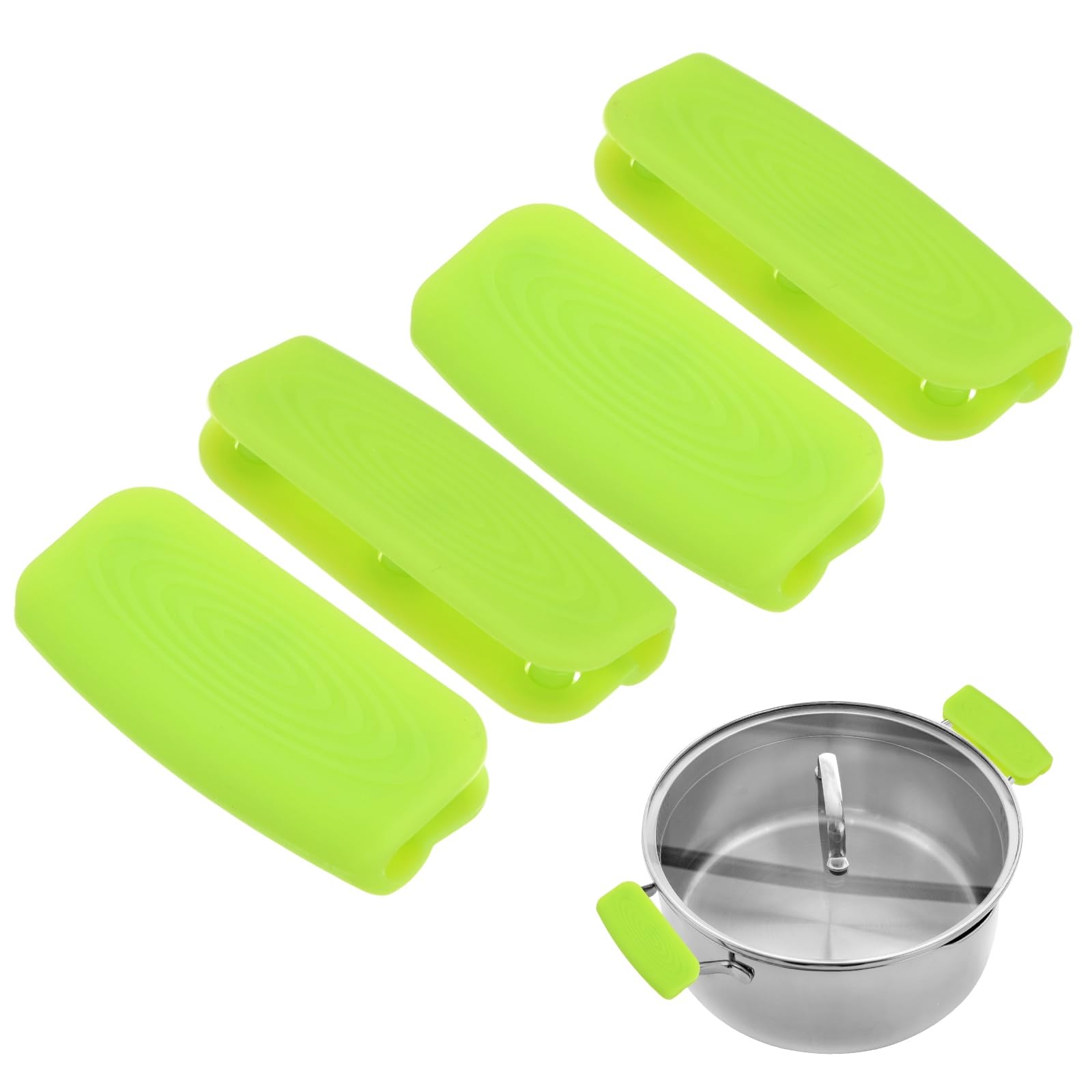 M METERXITY 4-Pack Silicone Assist Handle Holder Grip, Heat Resistant Non-Slip Pot Grip Handle Sleeve for Frying Cast Iron Skillet [Green]