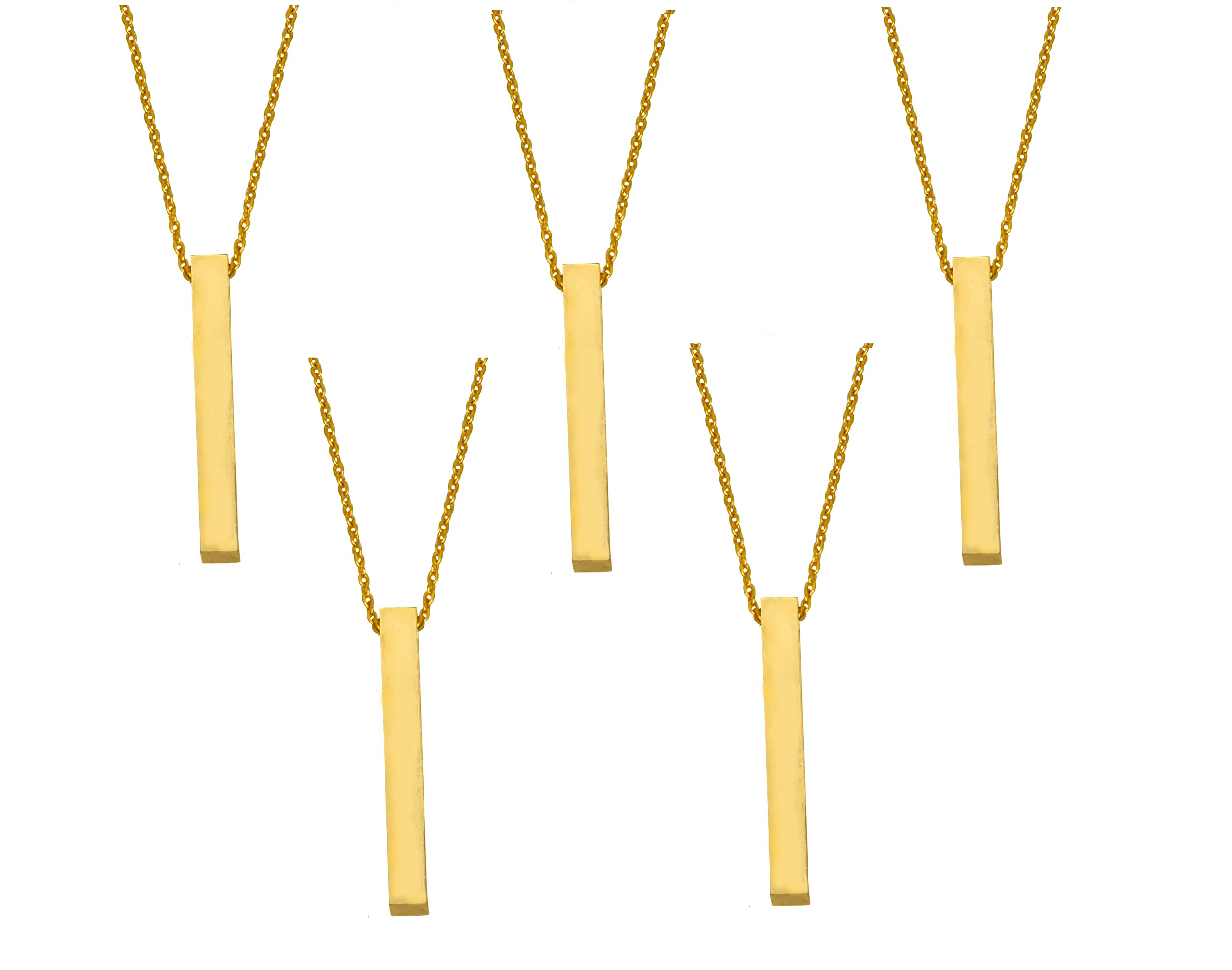 Stylish Engraved Bar Gold plated Pendant with Chain Cuboidal shaped stainless steel pendant for men & women-image-13
