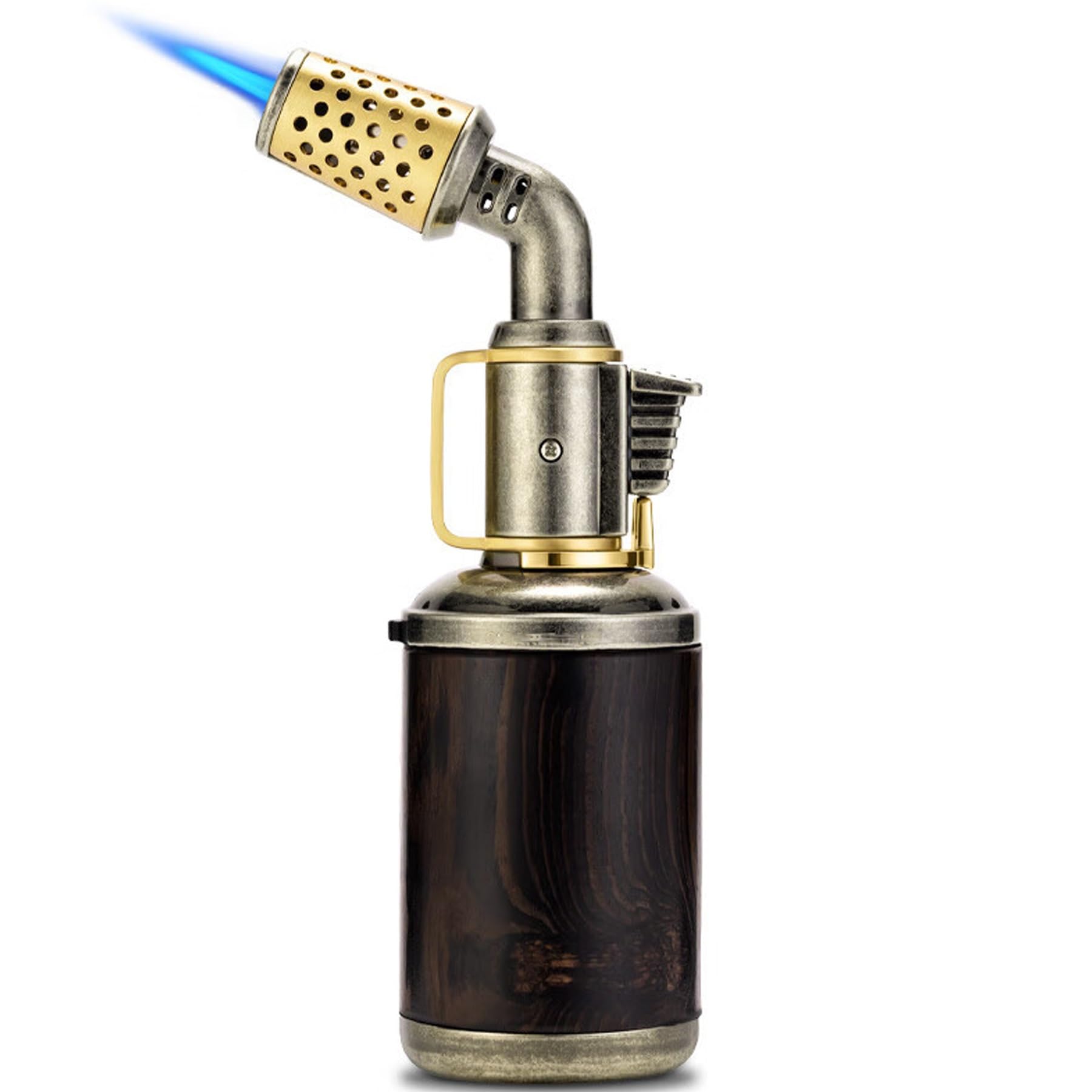 Cigar Lighter Windproof Butane Lighter with Flame Lock and Safety Lock Adjustable Flame Suitable for Outdoor Camping Kitchen