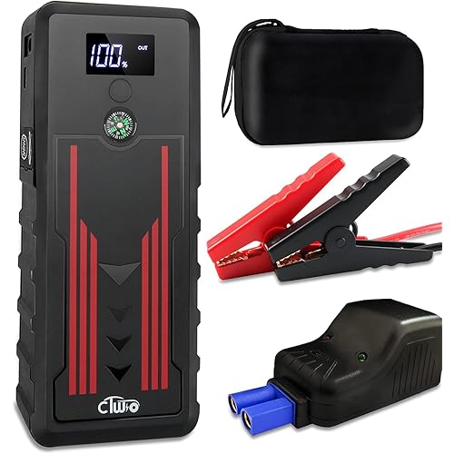 Car Jump Starter 1000A, CTWJO Portable Jump Starter Battery Pack for Up to 7.2L Gas and 5.5L Diesel Engines, 12V Jump Box with USB-C Smart Port, Compass, LCD Screen, LED Light, Travel Case