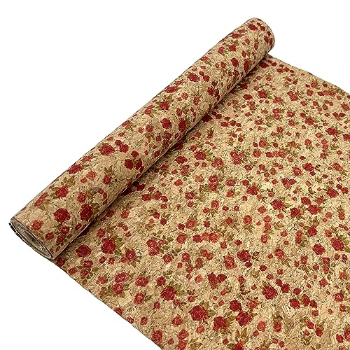 Image of SorenCut Cork Fabric Roll 12 x 52 Inch - Plum Blossom Print Cork Leather Fabric for Earrings, Bow Making, Bags, Wallets & DIY Sewing Projects - Vegan Leather Alternative Craft Sheet