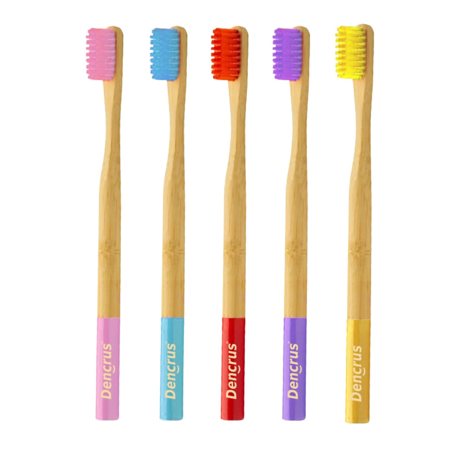 Dencrus ORBY PLUS Bamboo Toothbrush| Natural Soft Bristles | Pack of 5 | Biodegradable and Compostable Handle | Eco-friendly | RED, BLUE, YELLOW, LAVENDER & PINK-image-17