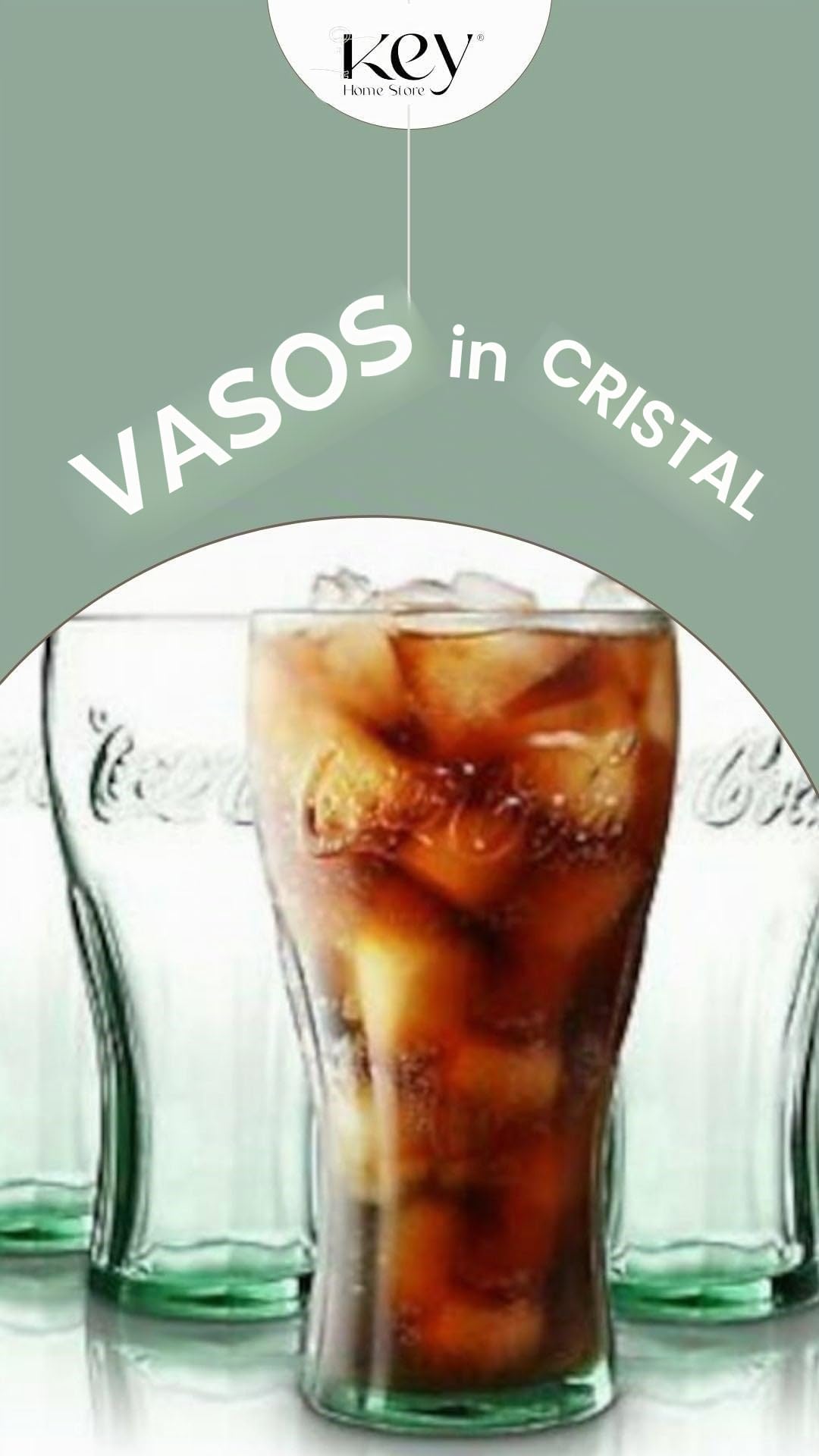 Keyhomestore │ Juego de 2 vasos Cola de cristal reciclado transparente, 16 x 9 cm, ideales para uso diario, resistente, vidrio reciclado y fácil de limpiar