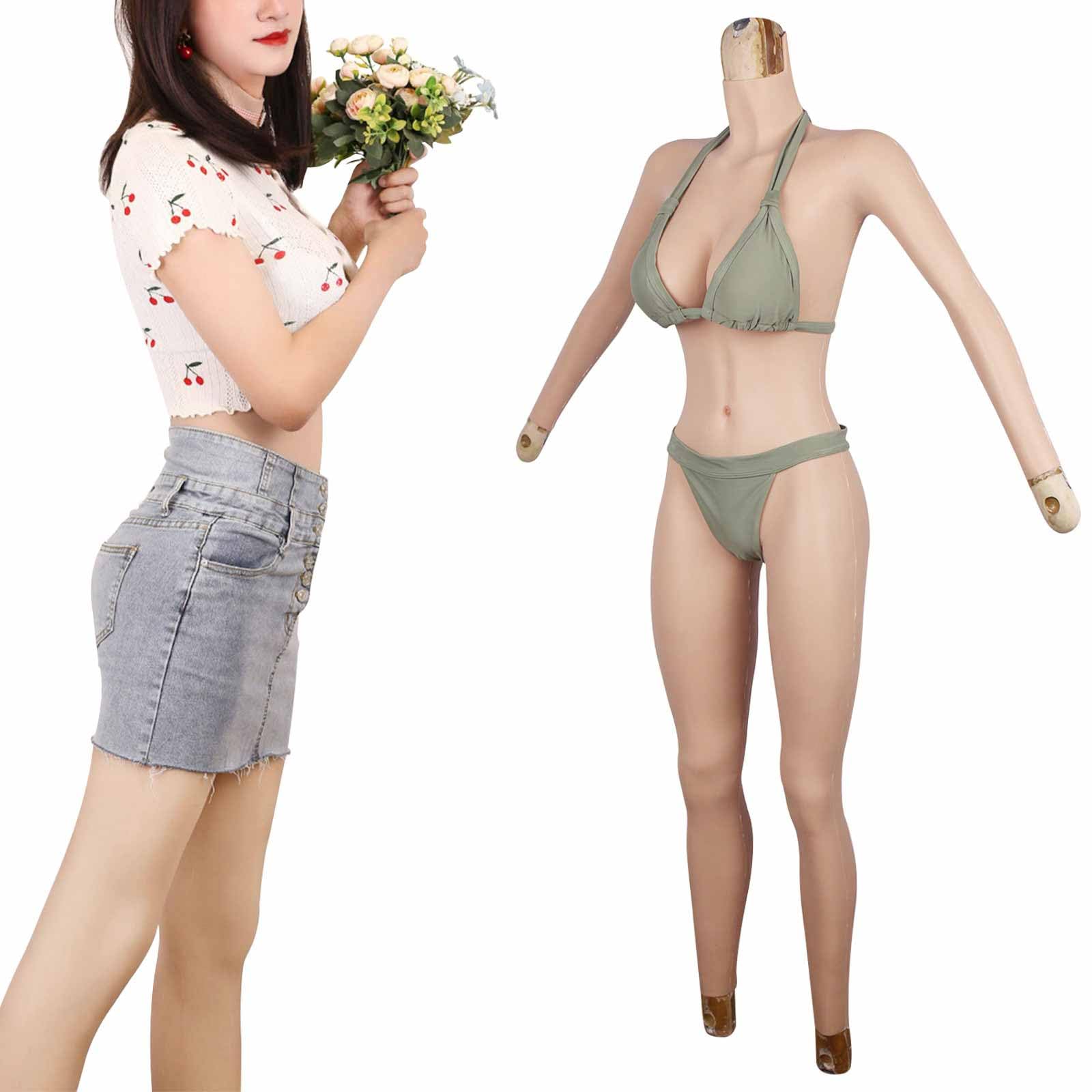 Traje Integral de Silicona con Formas de Pecho y Cremallera Trasera