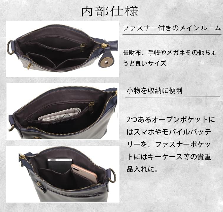 木村工房 メンズ ブランド メッセンジャーバッグ 男性用 牛革 ファスナー ビジネス 斜めがけ 多機能 001