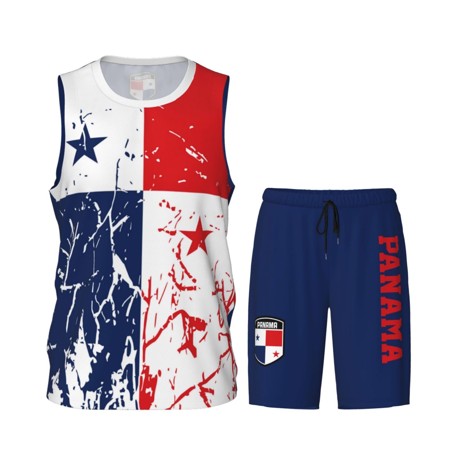 Panama Flag Grain (2) Basketball Jersey Uniform Suit for Men Adults Training Athletic Set