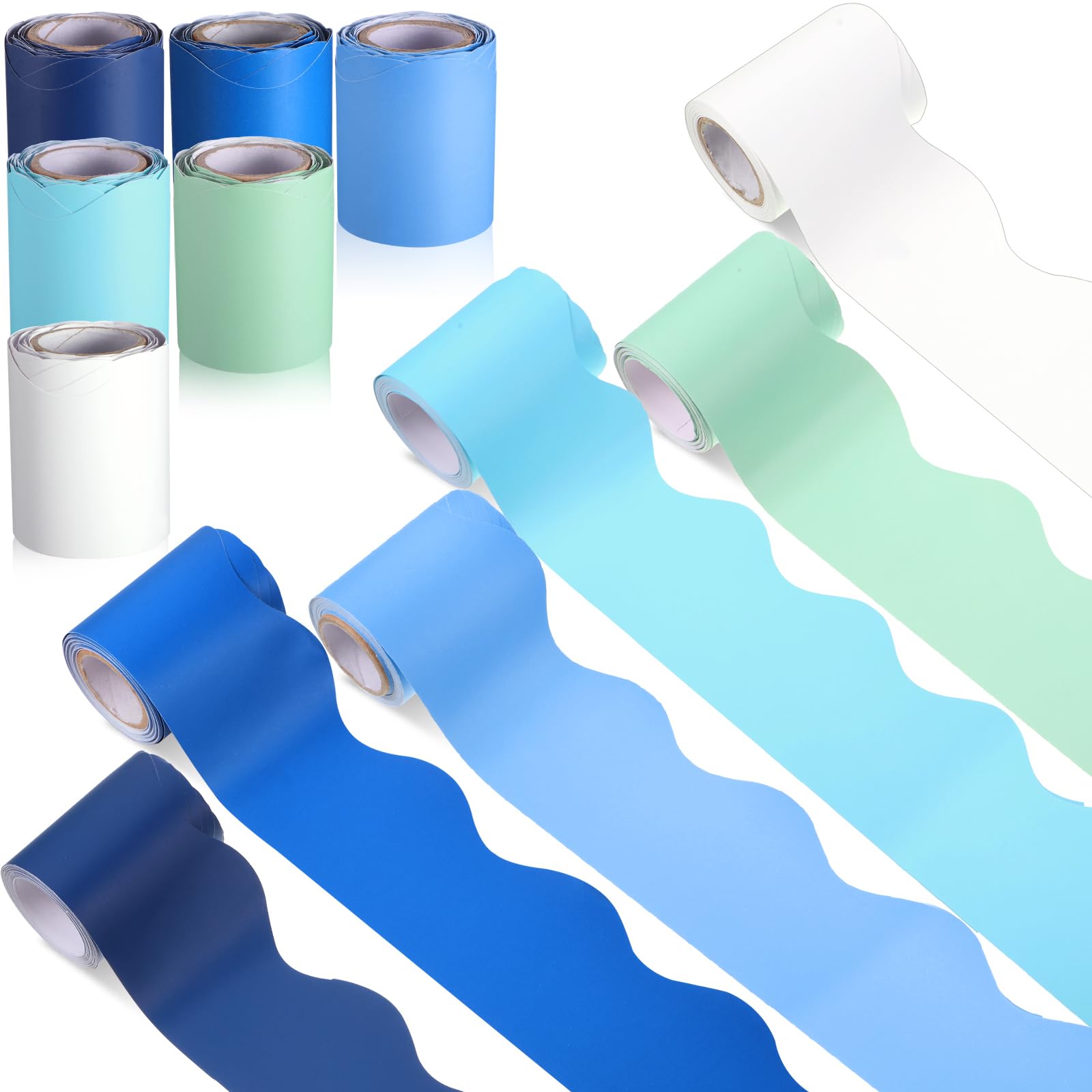 Zhanmai Classroom Bulletin Board Border Rolls, 98.5ft Ocean Blue Scalloped Borders for Bulletin Board Decoration for Summer Back to Schoool Office Chalkboard Poster Art Decor