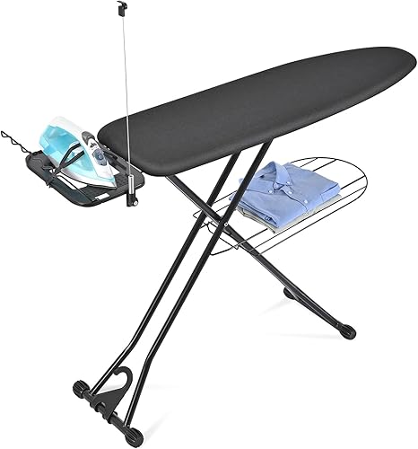 APEXCHASER Tabla de planchar, tabla de planchar con soporte de plancha, cubierta extragruesa, altura ajustable, montaje en pared y colgador de