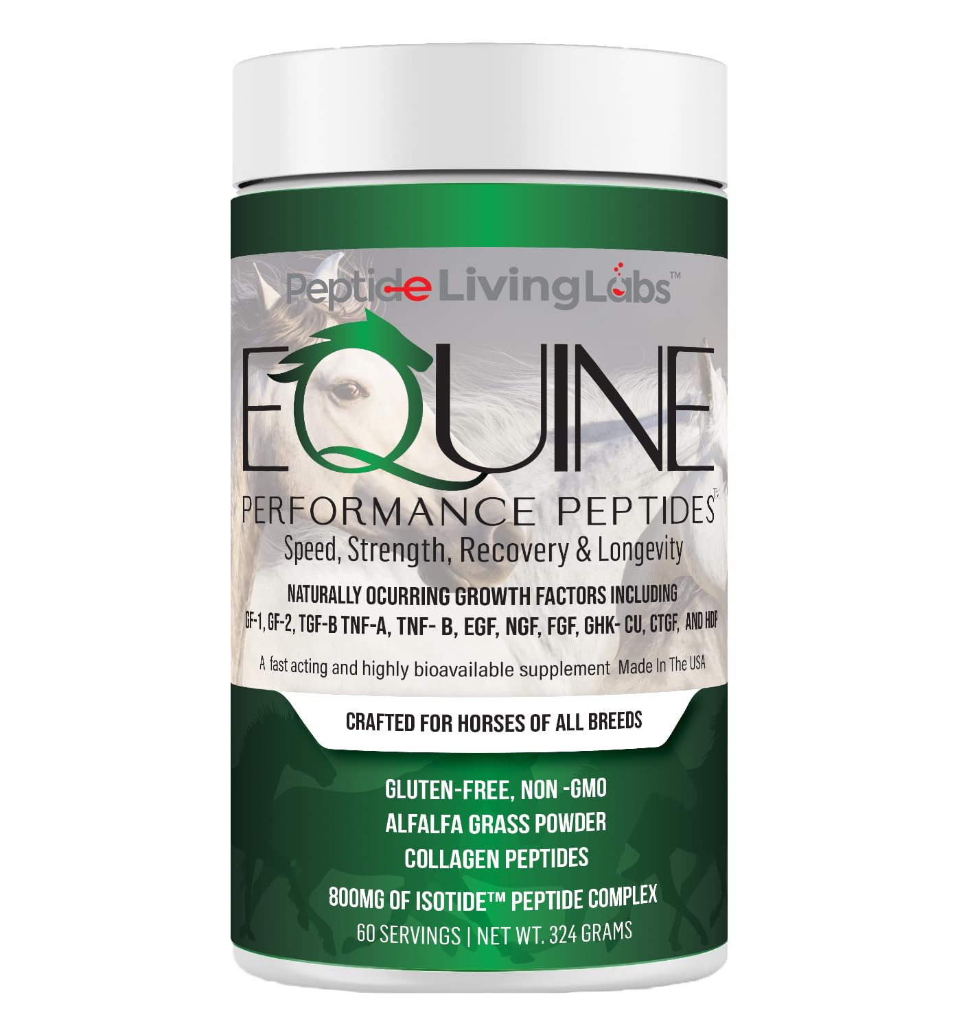 Equine Performance Peptides Horse Peptide, Organic Horse Supplement, Hoof Joint & Muscle Support, Weight Gain for Horses, 60 Servings