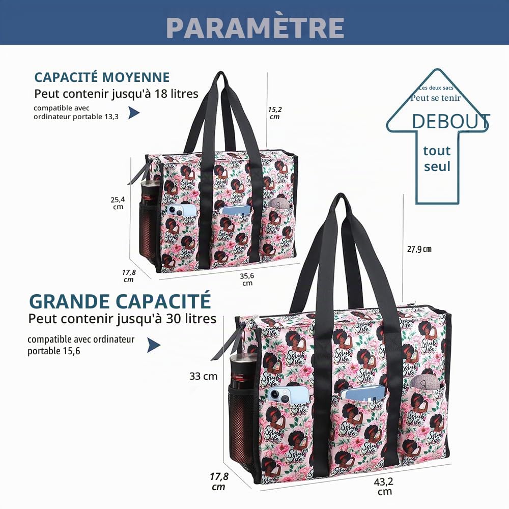 ABAMERICA Nurse Bags for Work Nursing Bag Multiple Pockets Waterproof Organizing Zip Top Clinical Bag for Nursing Students Home Health