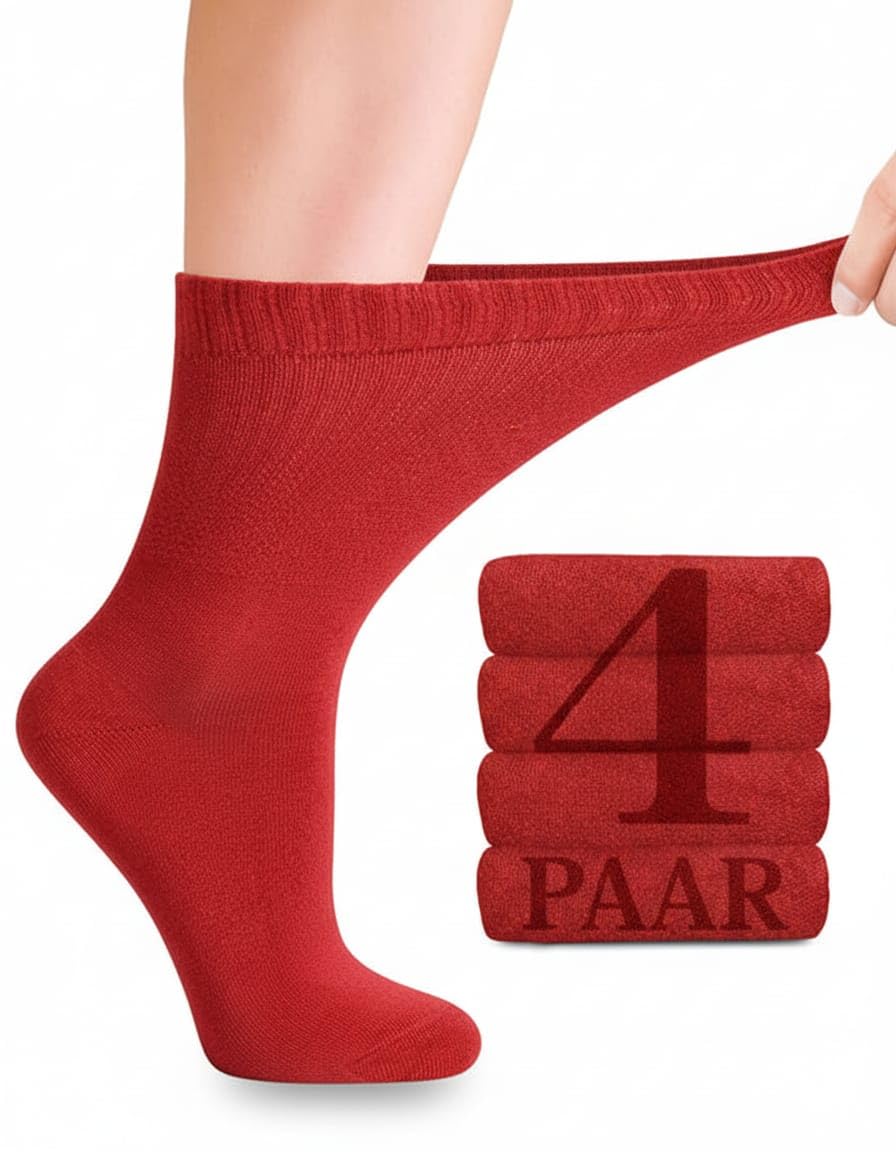 Fiera Besa Diabetiker Socken mit Lycra für Damen: Ohne Naht am Ansatz der Zehennägel; für Business und Freizeit; für Schwangere und Senioren geeignet; 4 Paar