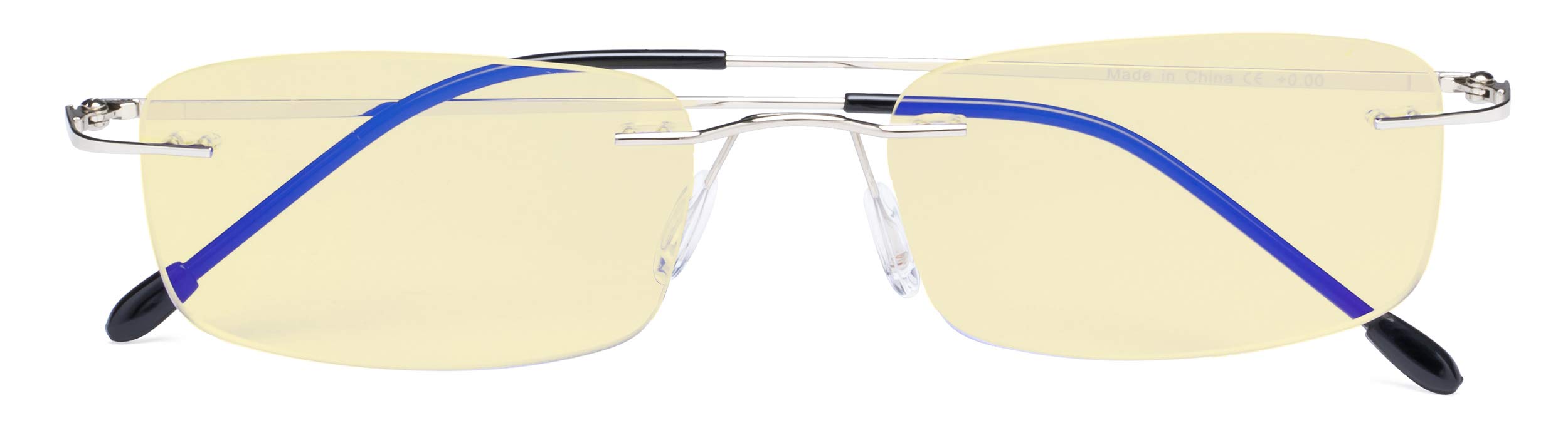 CessBlu Blue Light Blocking Glasses for Men Women Reading Computer Anti Glare UV Protection Eyeglasses Rimless Bendable
