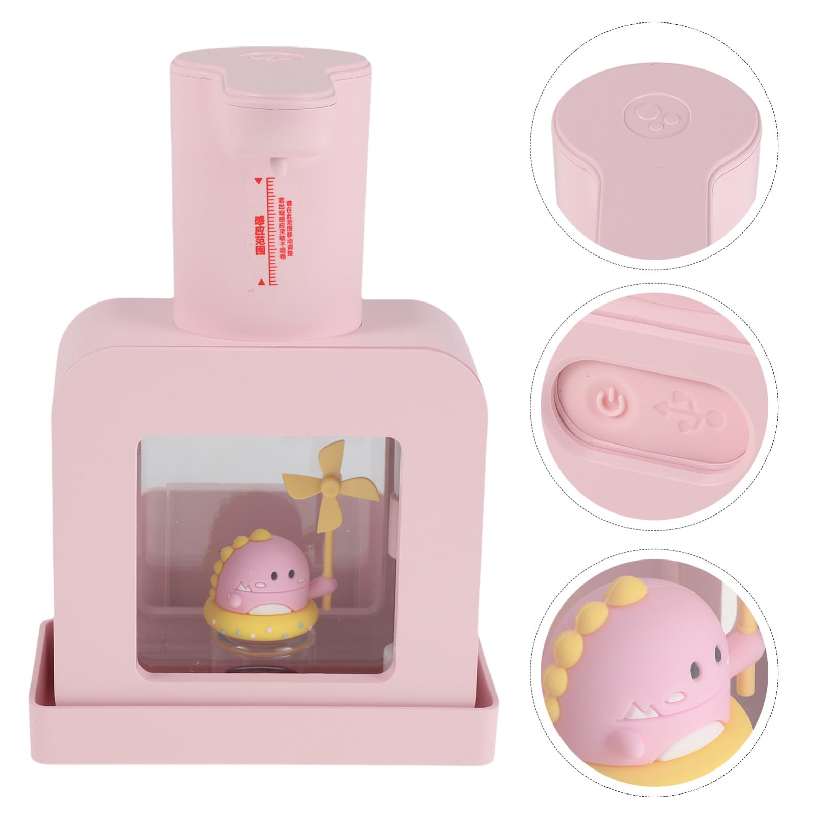 Gadpiparty Dispensador Automático de Jabón Líquido sin Contacto, Bomba Dispensadora de Jabón, Abs, Rosa, Sensor Infrarrojo, Carga USB, para Baño y Oficina