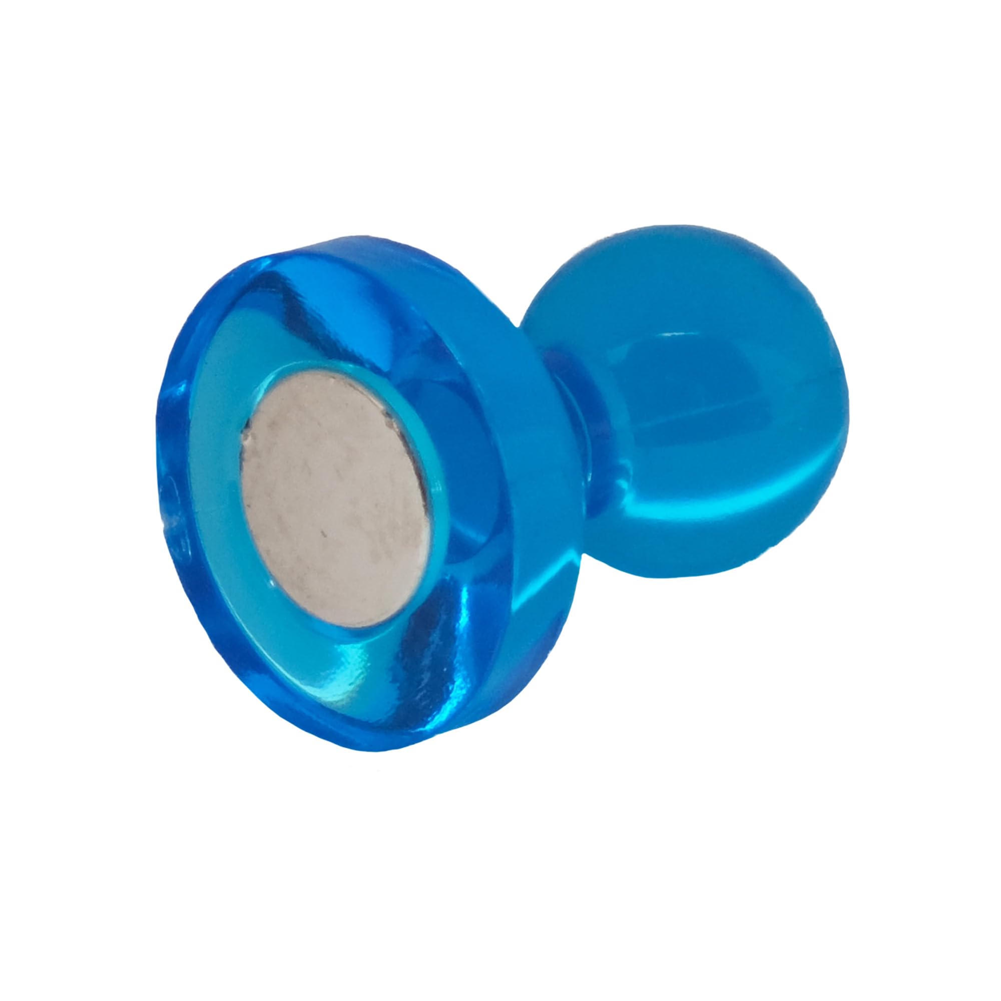 Gran Imán de Oficina de Pinza Acrílica Azul para El Refrigerador, Pizarra, Tablero de Anuncios, Archivador - 21mm de Diámetro x 26mm de Altura - Paquete de 100